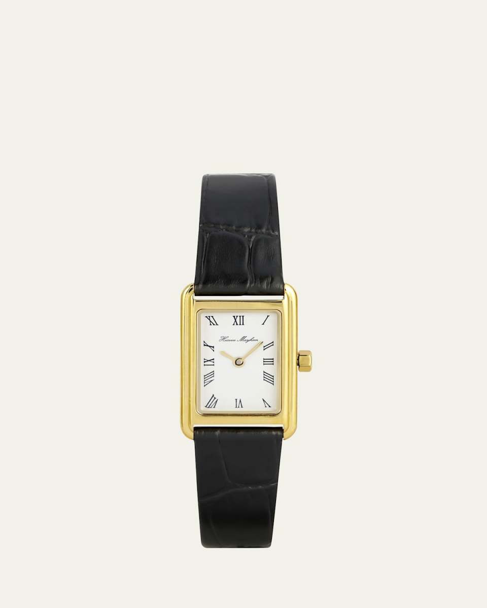Icon Watch with Leather Strap, Gold